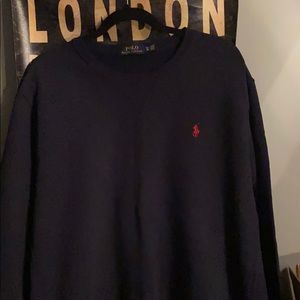 Navy blue polo crewneck sweatshirt